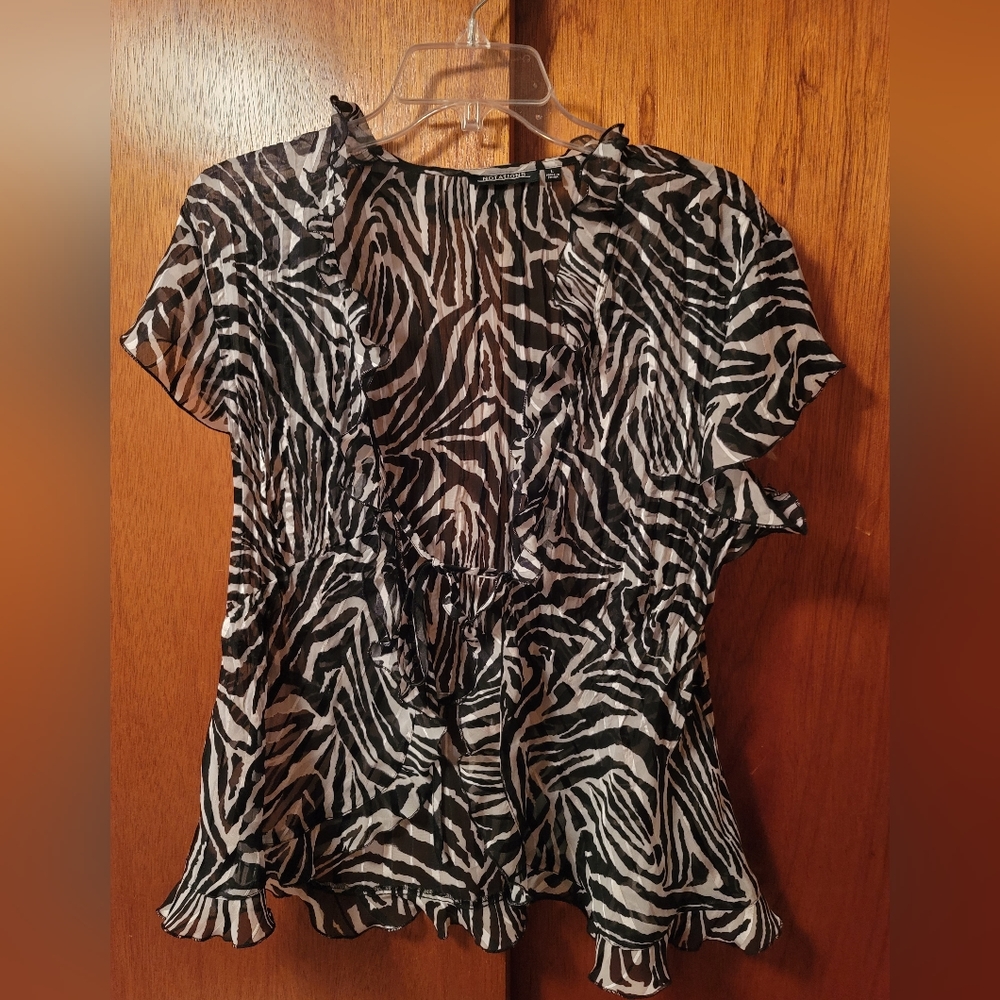 Notations sheer zebra stripe over shirt